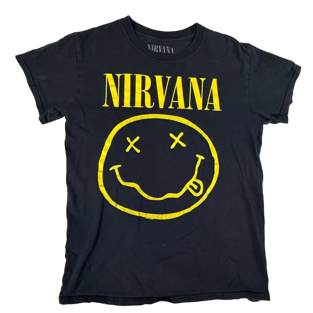 NIRVANA Black w/ Yellow SMILEY LOGO Official T-Shirt SHIRT Size Adult Small
